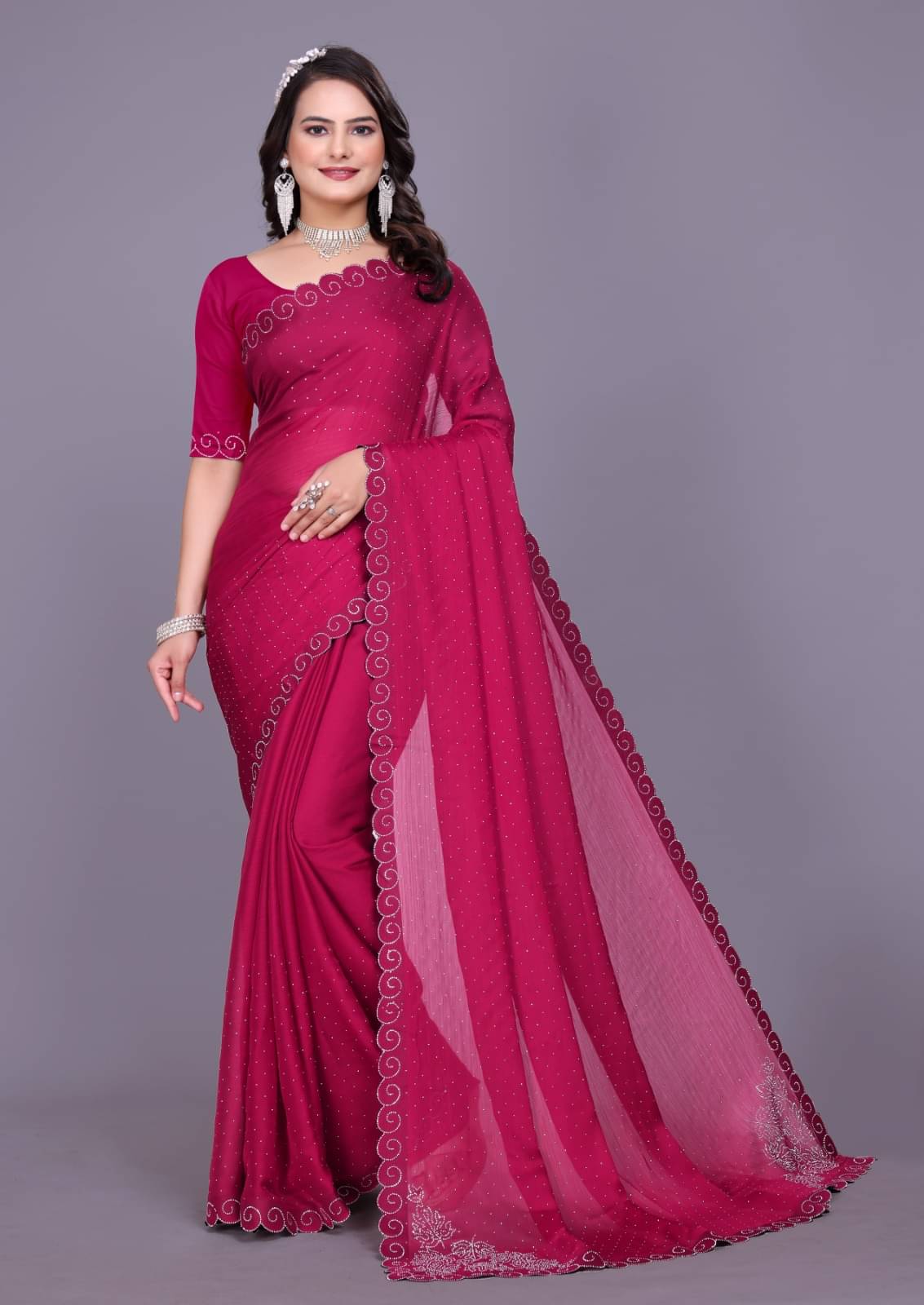 NIVLTA DESIGNER Georgette Printed Regular Saree With Unstitched Blouse Piece ( Pink ) NIVLTA DESIGNER Georgette Printed Regular Saree With Unstitched Blouse Piece ( Pink )