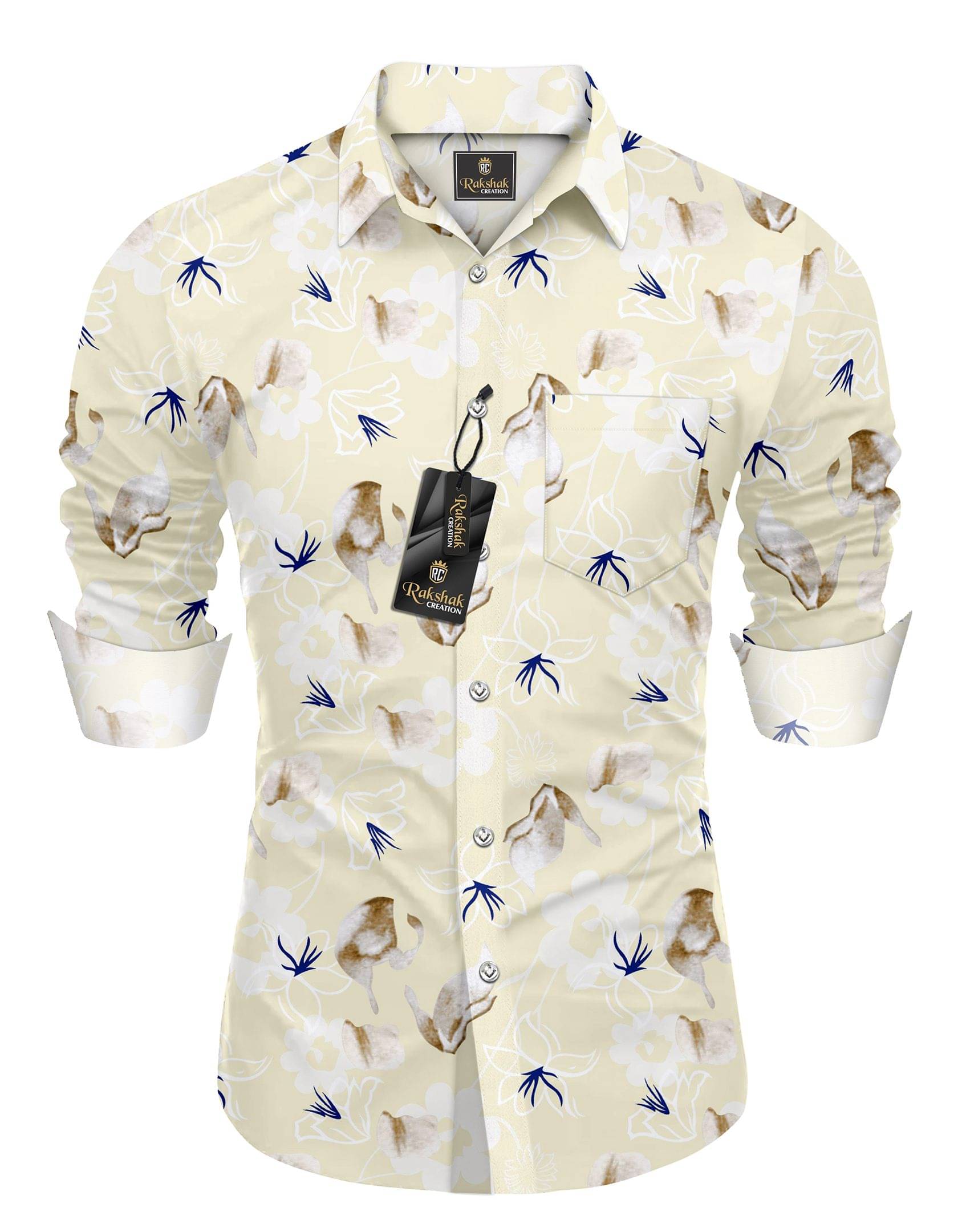 RAKSHAK CREATION Cotton Blend Regular Fit Printed Full Sleeves Men's Casual Shirt - Yellow ( Pack of 1 ) RAKSHAK CREATION Cotton Blend Regular Fit Printed Full Sleeves Men's Casual Shirt - Yellow ( Pack of 1 )