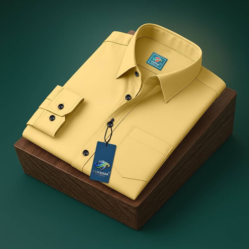     			RAKSHAK CREATION Cotton Blend Regular Fit Solids Full Sleeves Men's Casual Shirt - Yellow ( Pack of 1 )