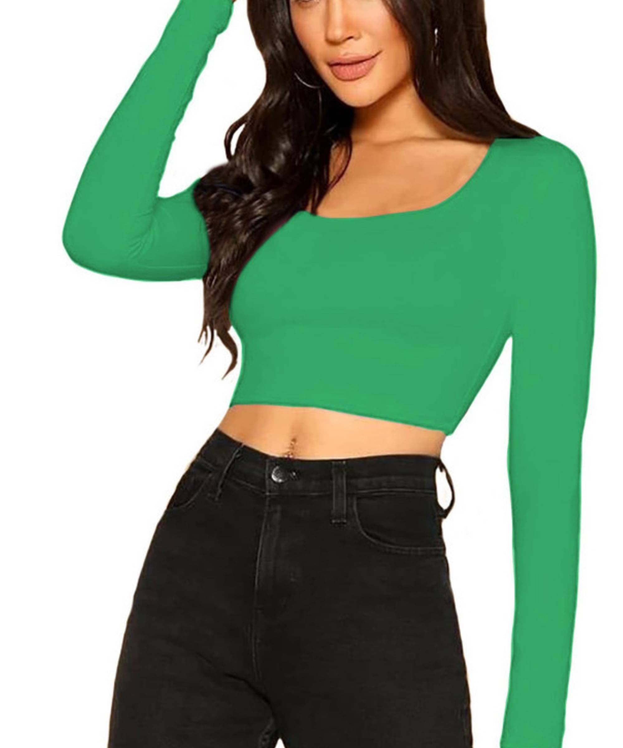 THE BLAZZE Women's Cotton Crop Top ( Green ) THE BLAZZE Women's Cotton Crop Top ( Green )