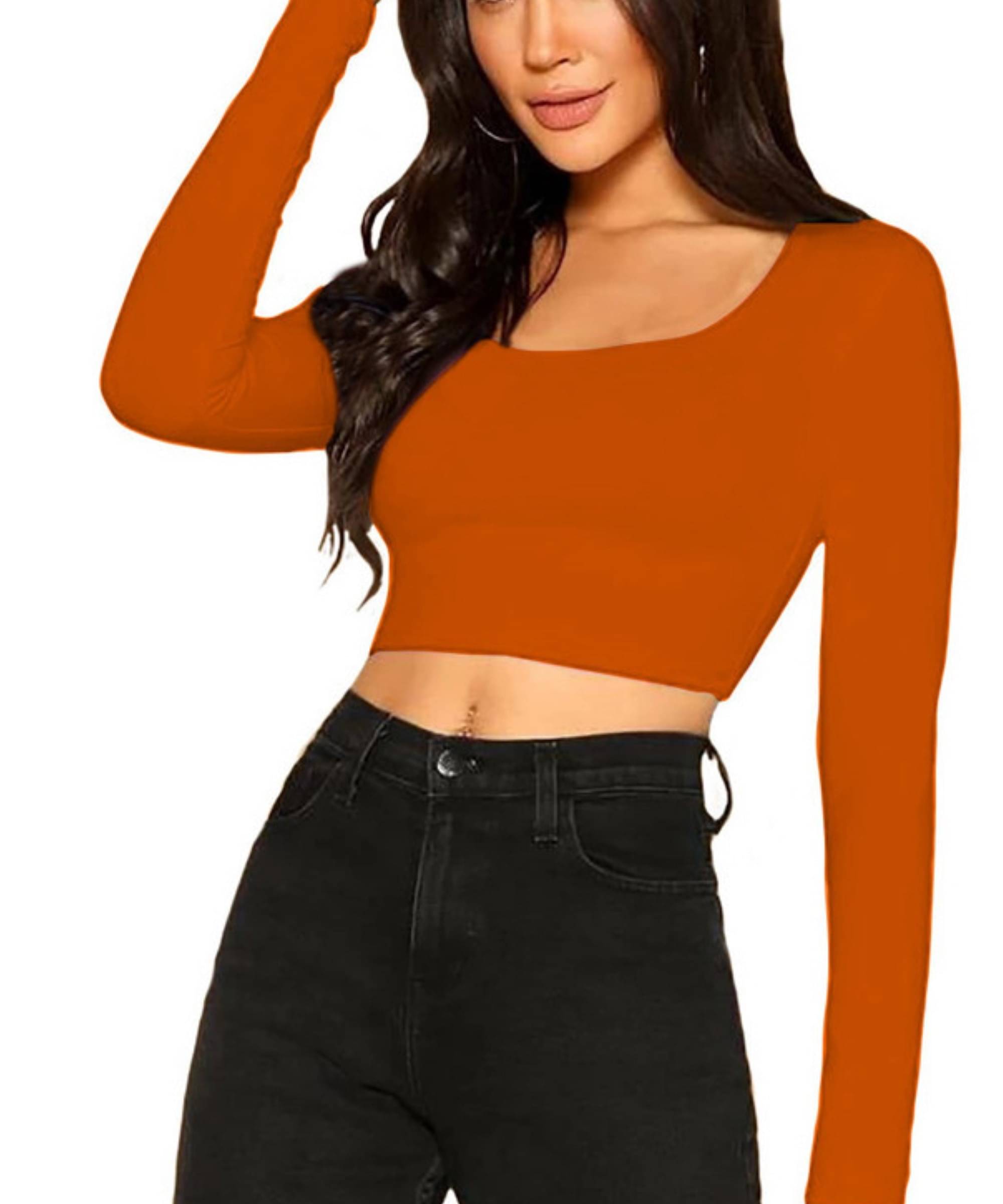     			THE BLAZZE Women's Cotton Crop Top ( Orange )