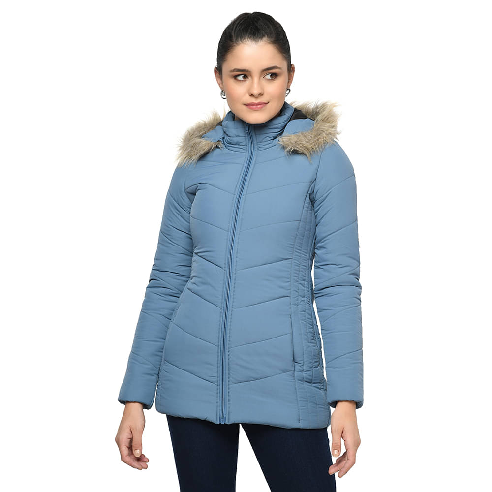     			Trufit Women High Neck Puffer Jacket ( Blue )