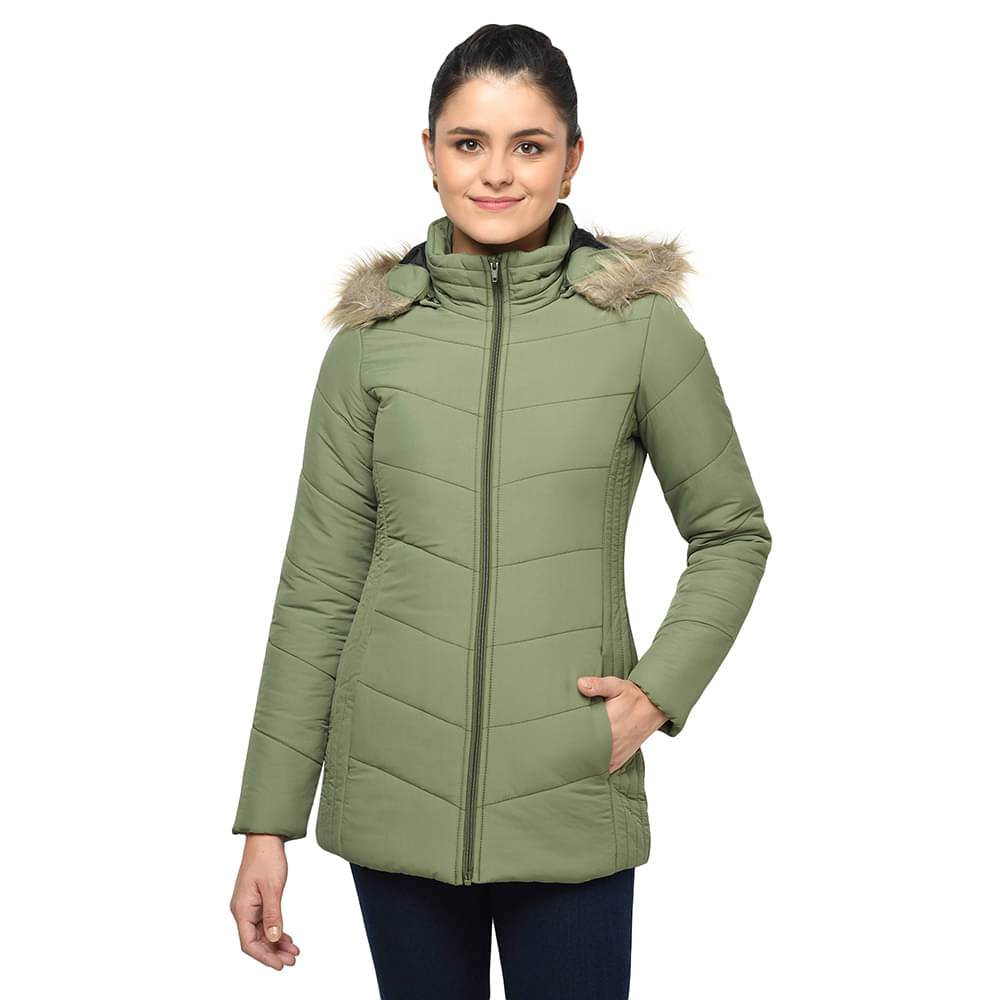     			Trufit Women High Neck Puffer Jacket ( Green )