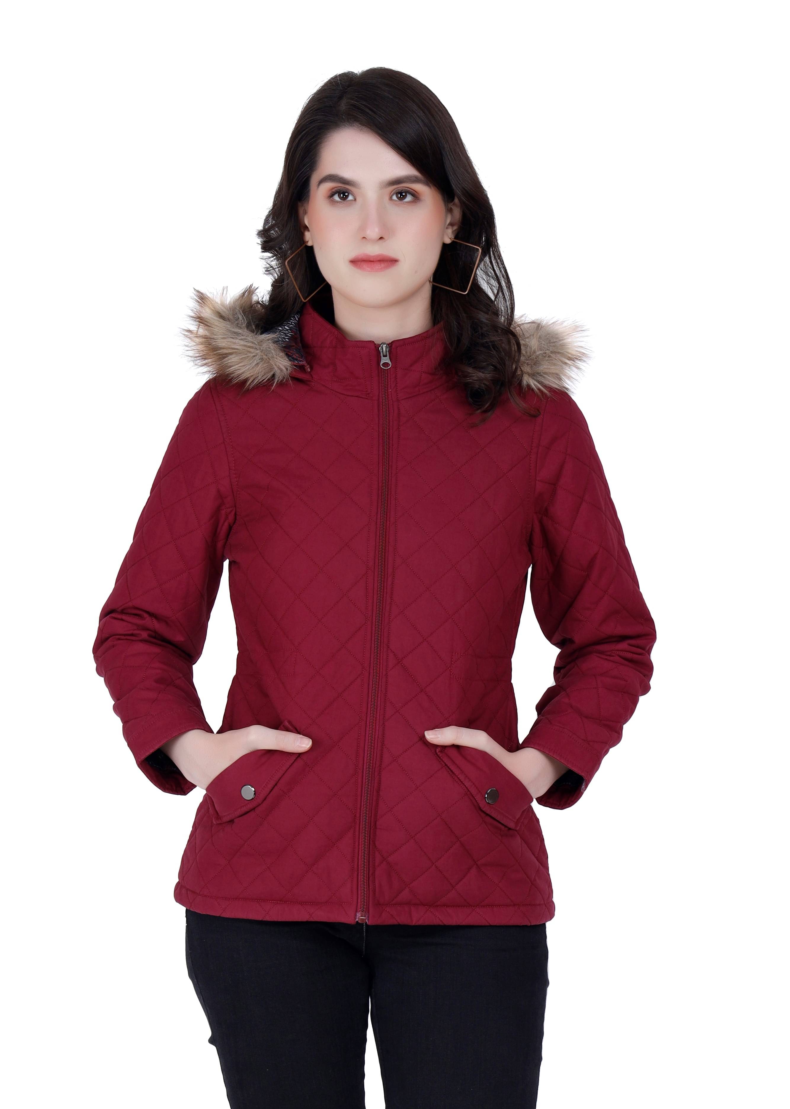     			Trufit Women High Neck Quilted Jacket ( Pink )