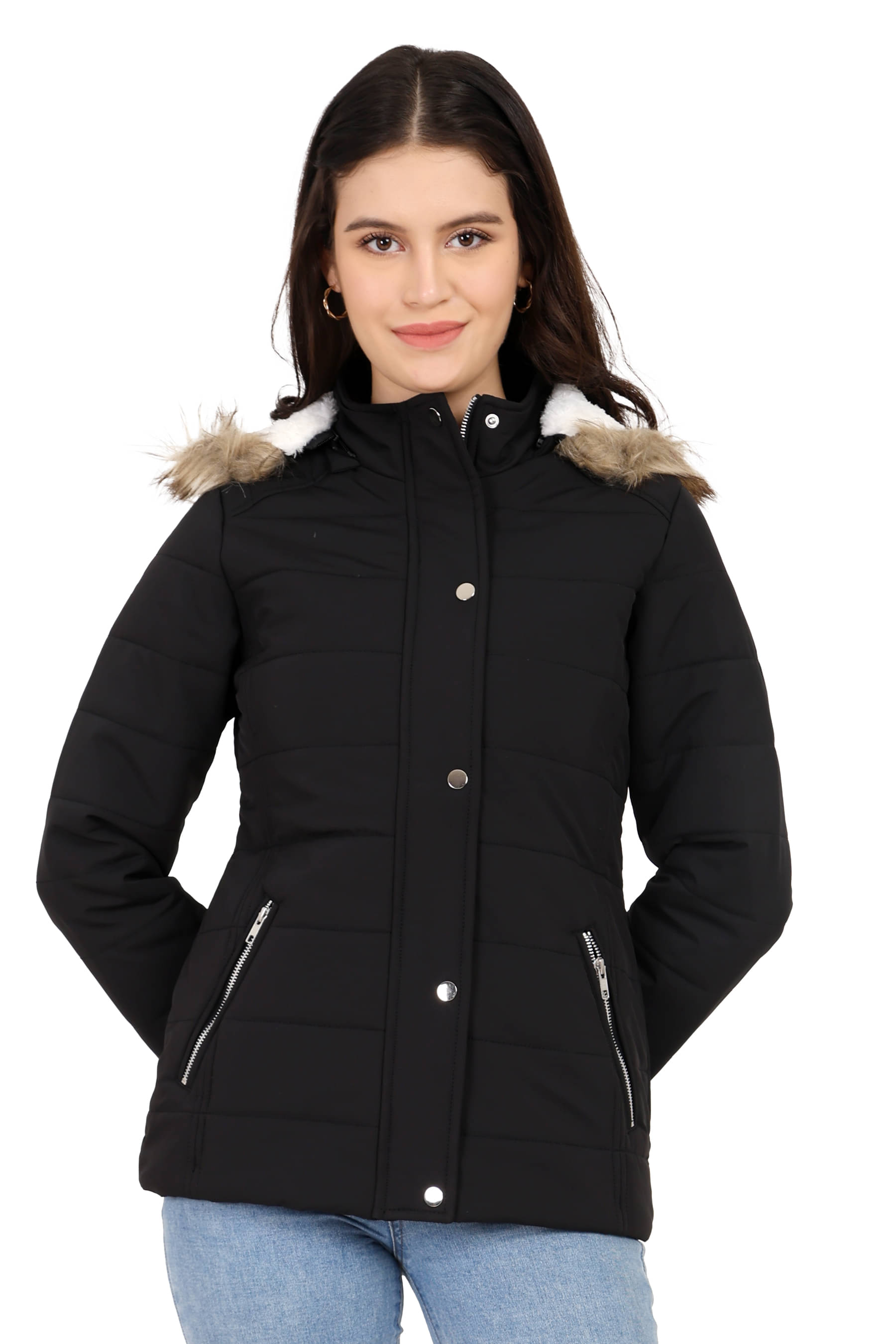     			Trufit Women High Neck Quilted Jacket ( Black )