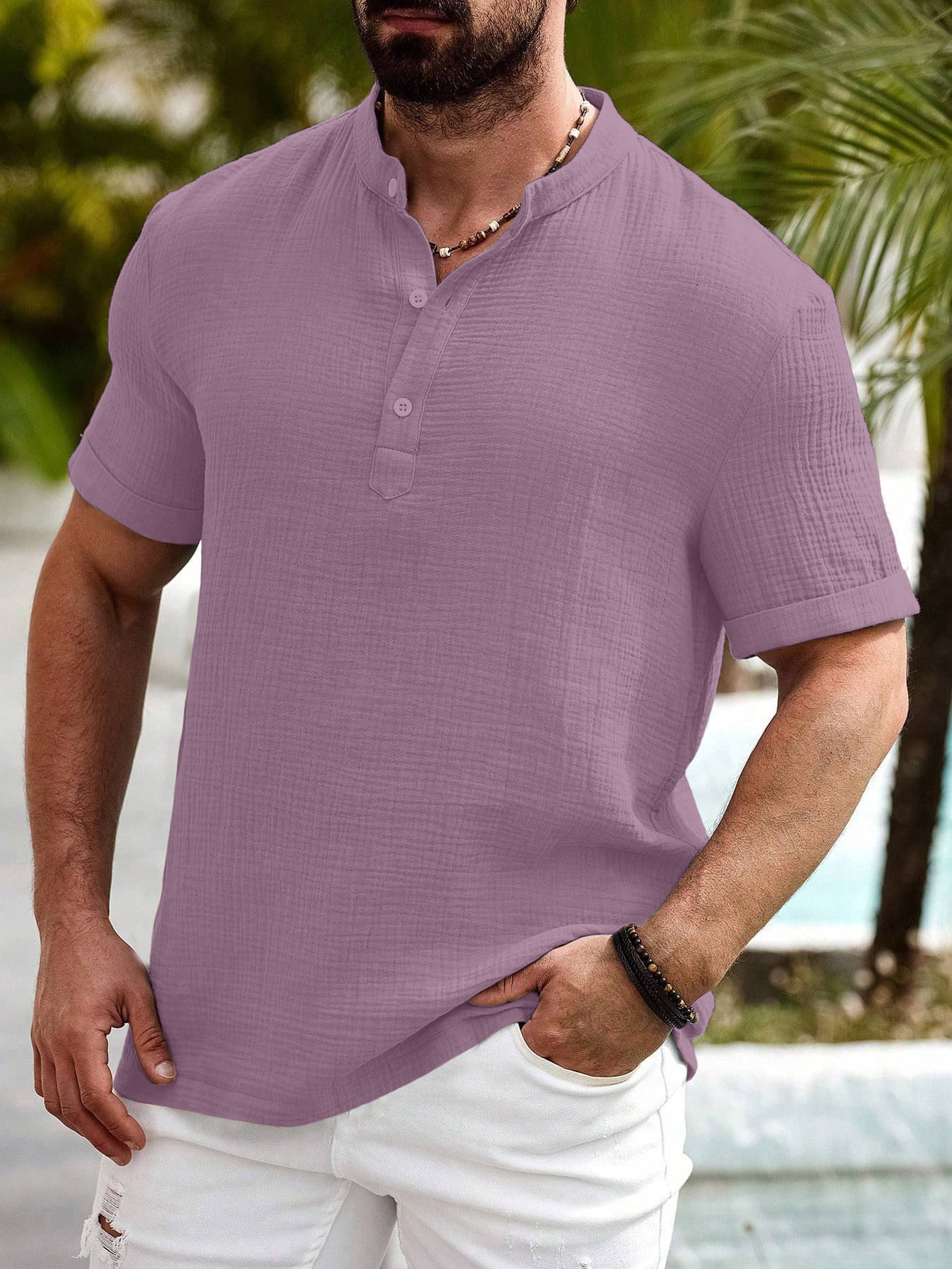 VODPROS Cotton Blend Regular Fit Self Design Half Sleeves Men's Casual Shirt - Pink ( Pack of 1 ) VODPROS Cotton Blend Regular Fit Self Design Half Sleeves Men's Casual Shirt - Pink ( Pack of 1 )