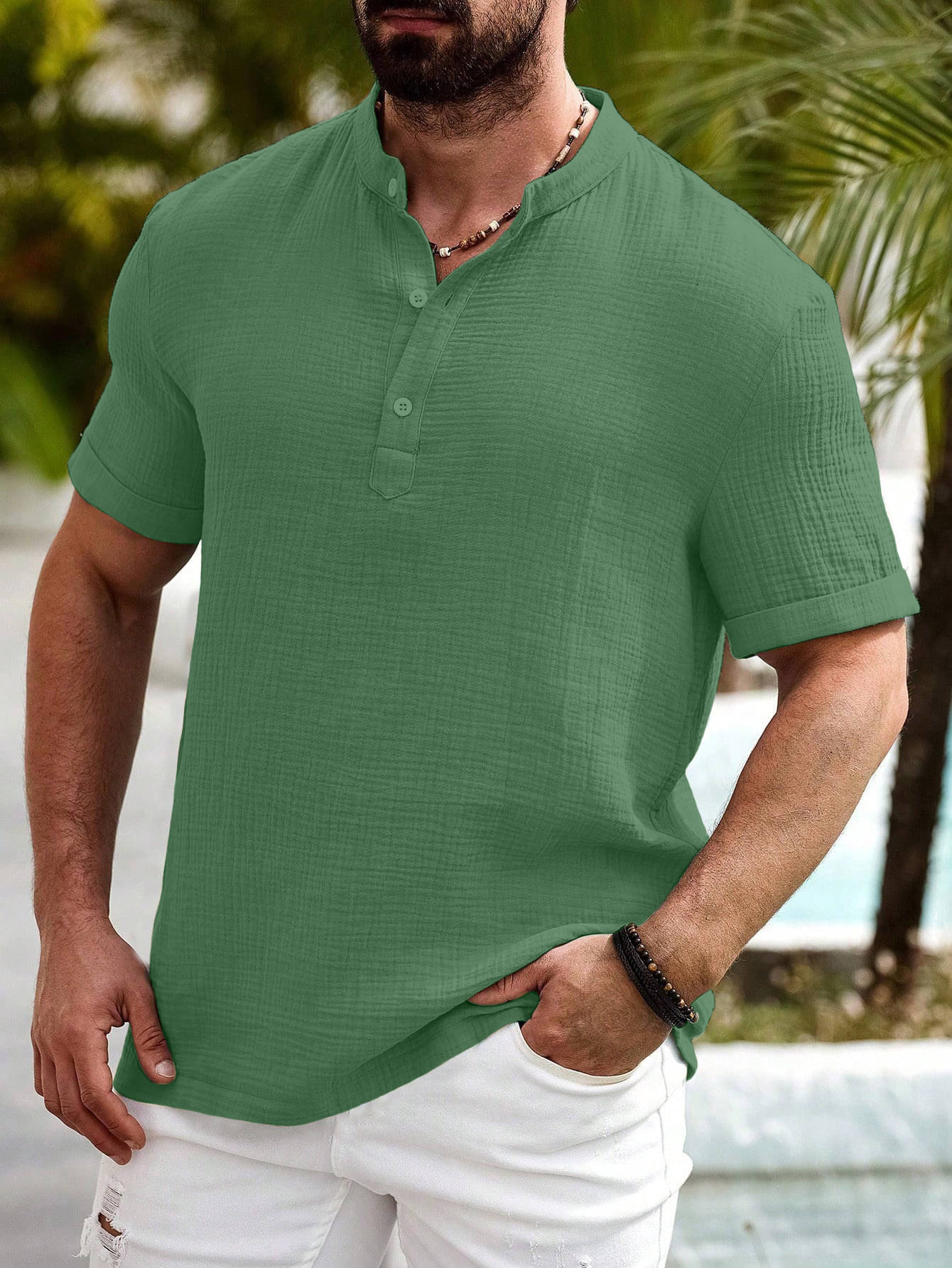 VODPROS Cotton Blend Regular Fit Self Design Half Sleeves Men's Casual Shirt - Mint Green ( Pack of 1 ) VODPROS Cotton Blend Regular Fit Self Design Half Sleeves Men's Casual Shirt - Mint Green ( Pack of 1 )
