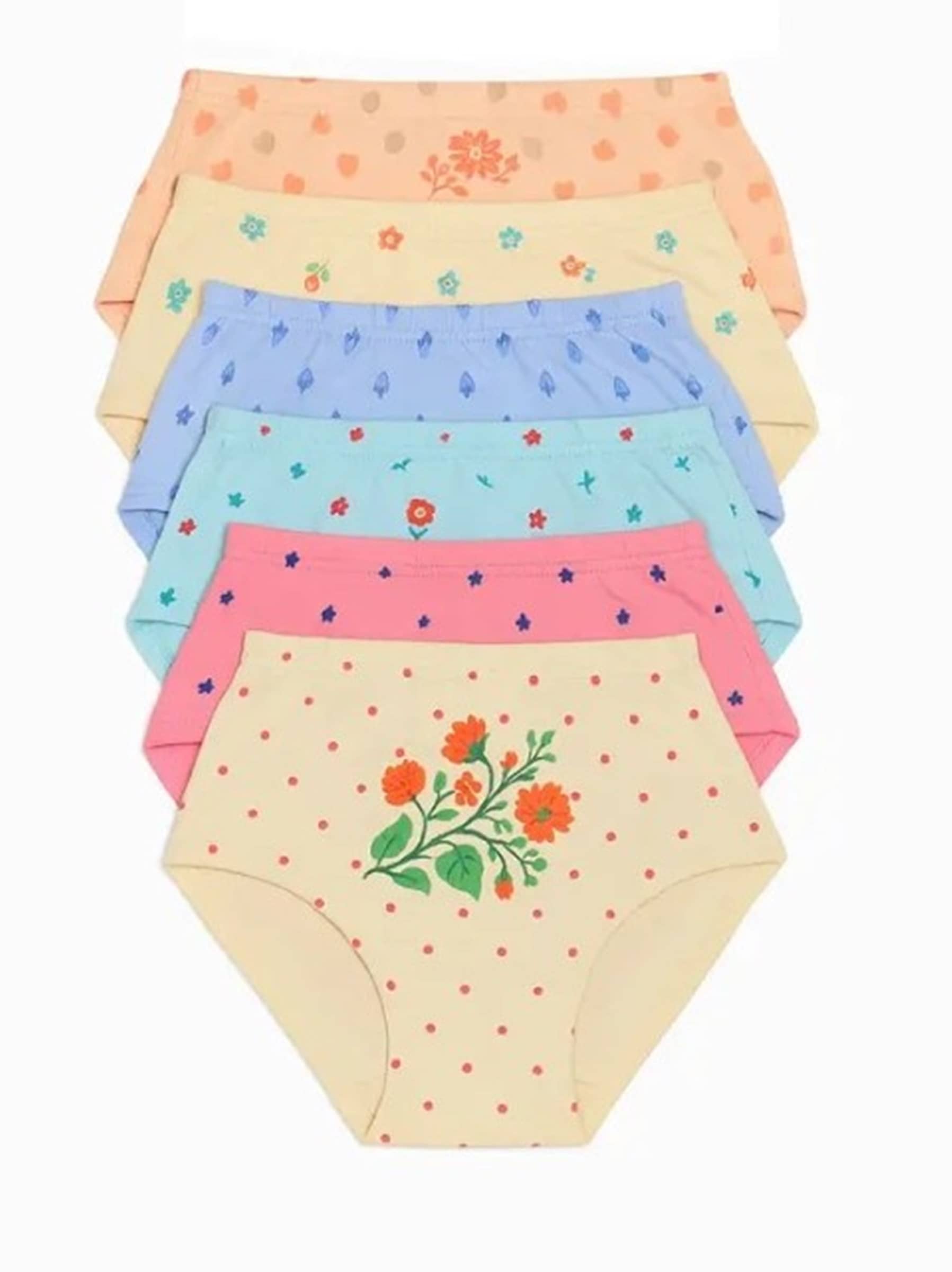bexzzor Pack of 6 Cotton Blend Panties For Baby Girls ( Multicolor )