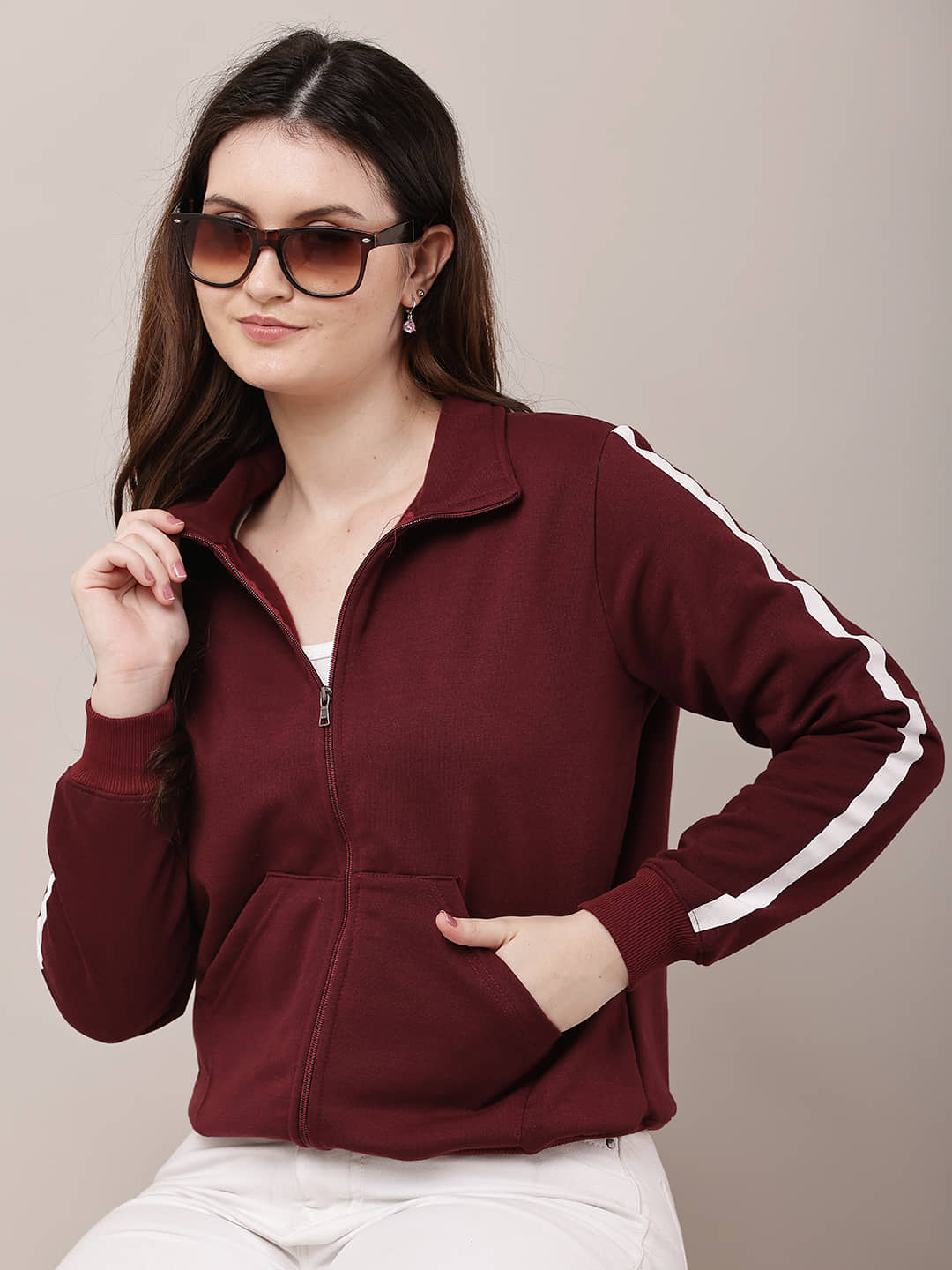 RAABTA FASHIION Women Shirt Collar Regular Jacket ( Maroon ) - Jackets & Coats | Buy online on ZillyBuy