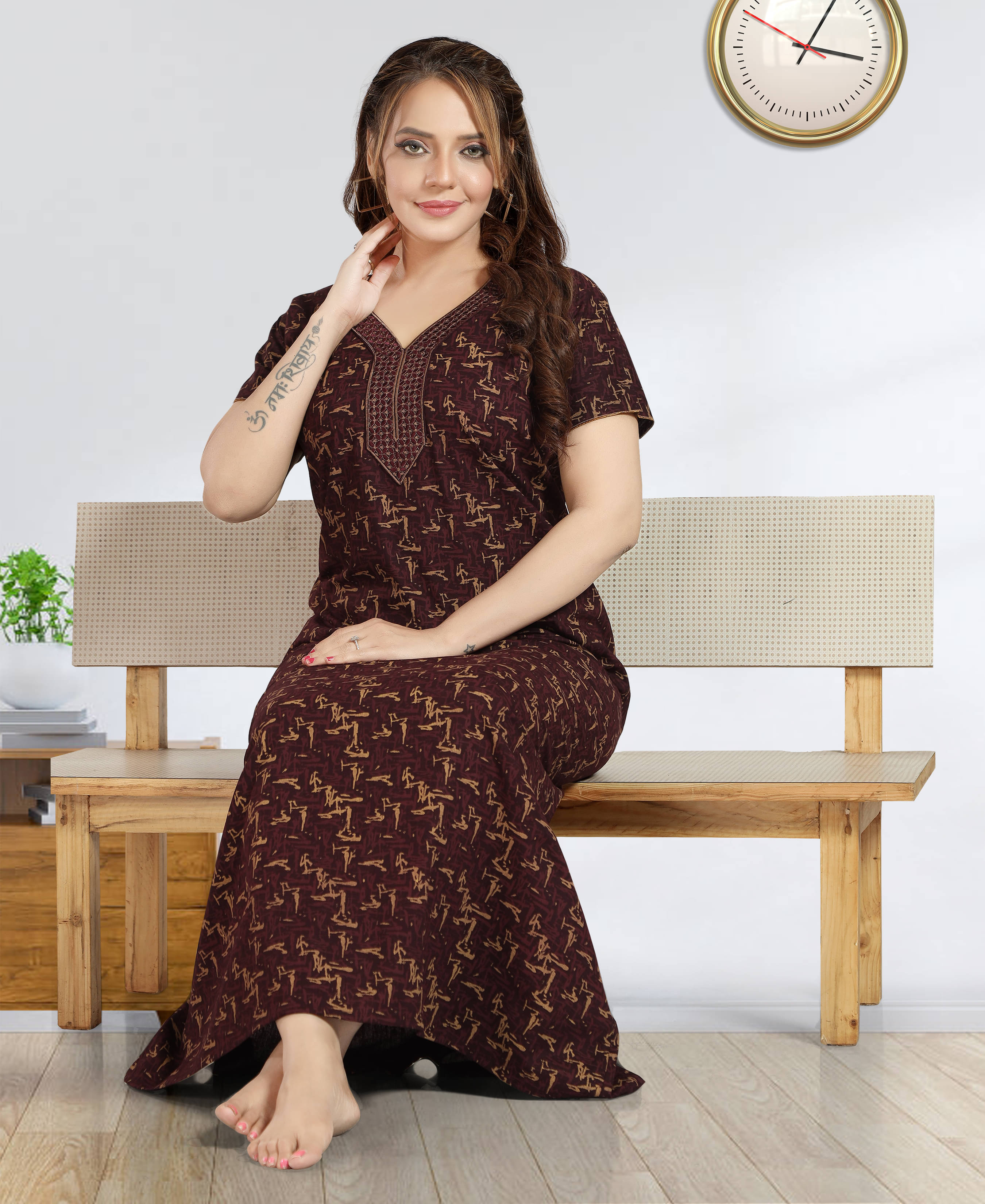     			RS Cotton Printed Women Regular Nighty ( Maroon )