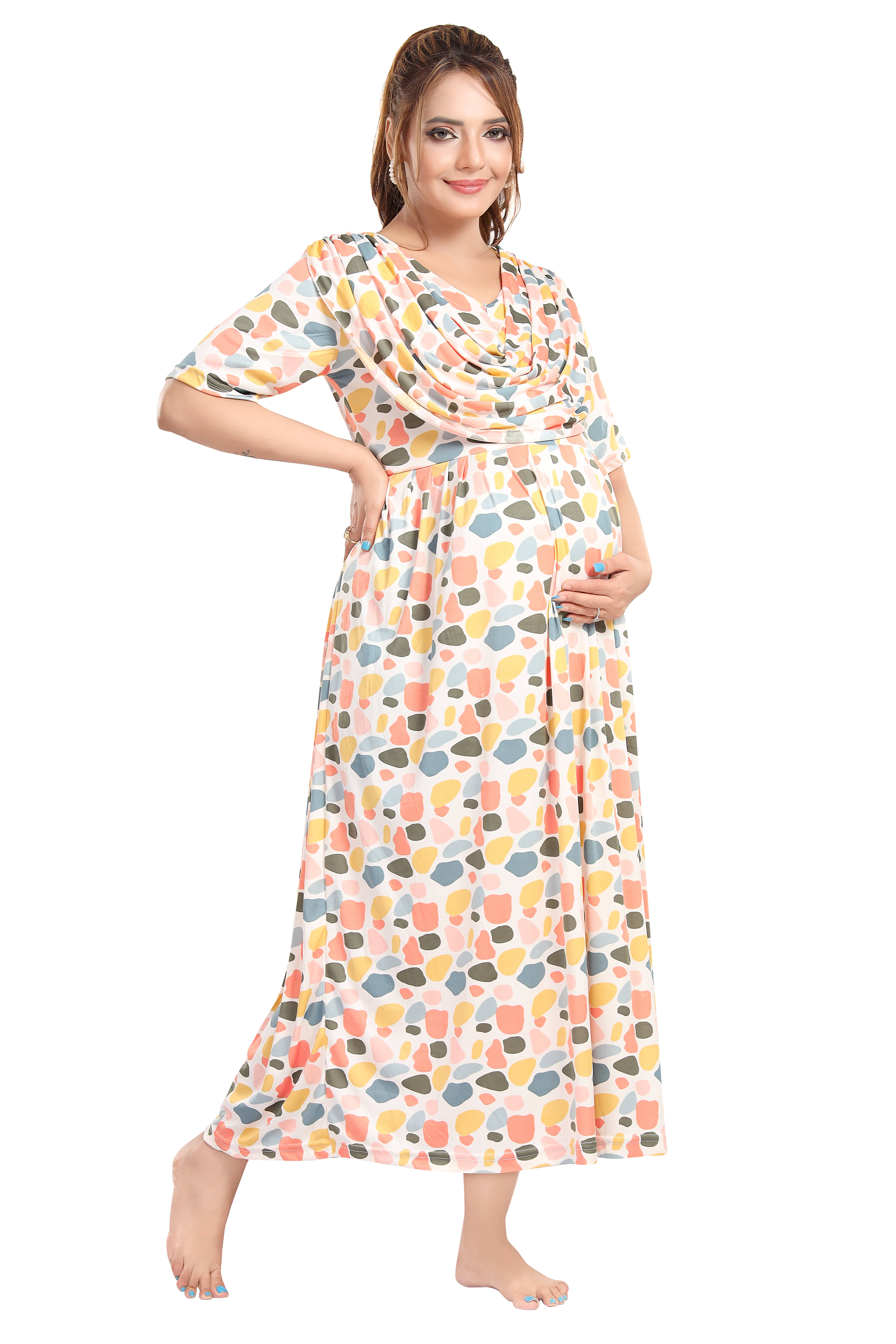     			RS Satin Printed Women Regular Nighty ( White )