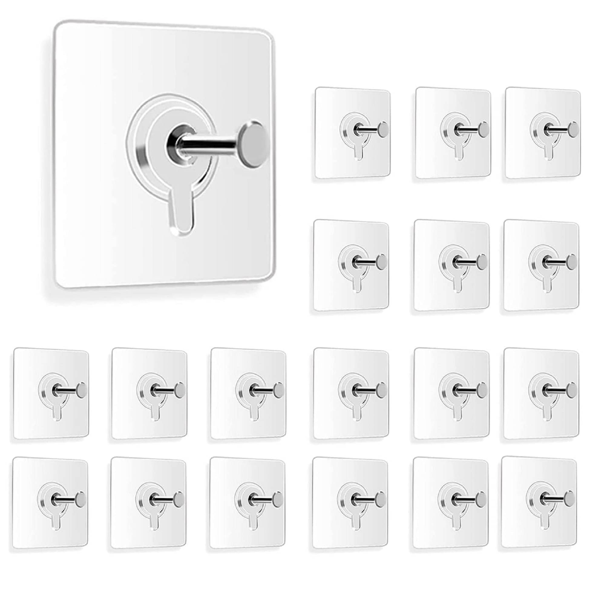     			Spiry 20 Pcs Photo Frame Hooks for Wall Without Drilling, Self Adhesive Hooks for Wall Heavy Duty Strong Nail Free for Hanging Photo Frame (Hanging Hook, Transparent) Stainless Steel Pack of 20