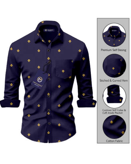     			TOKYO FASHION, Cotton Blend Regular Fit Self Design Full Sleeves Men's Casual Shirt - Navy Blue ( Pack of 1 )