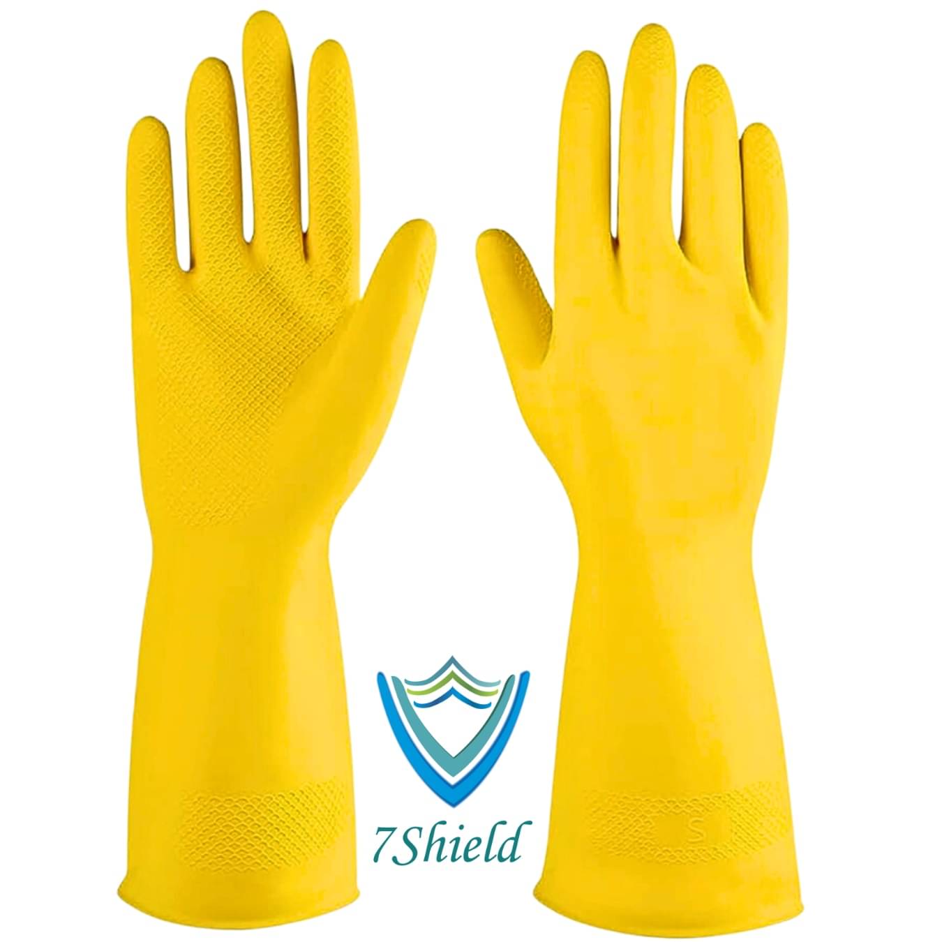     			Yellow Cleaning Reusable Rubber Hand Gloves for Washing Cleaning (1 Pairs) Yellow Rubber Free Size Cleaning Glove Set