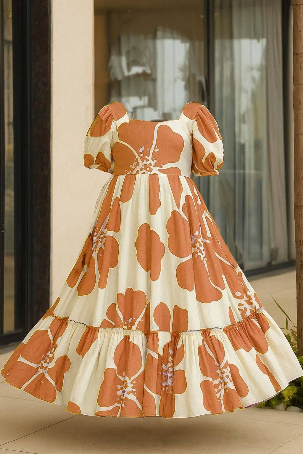     			srapo Rayon Gown For Girls ( Pack of 1 , Orange )