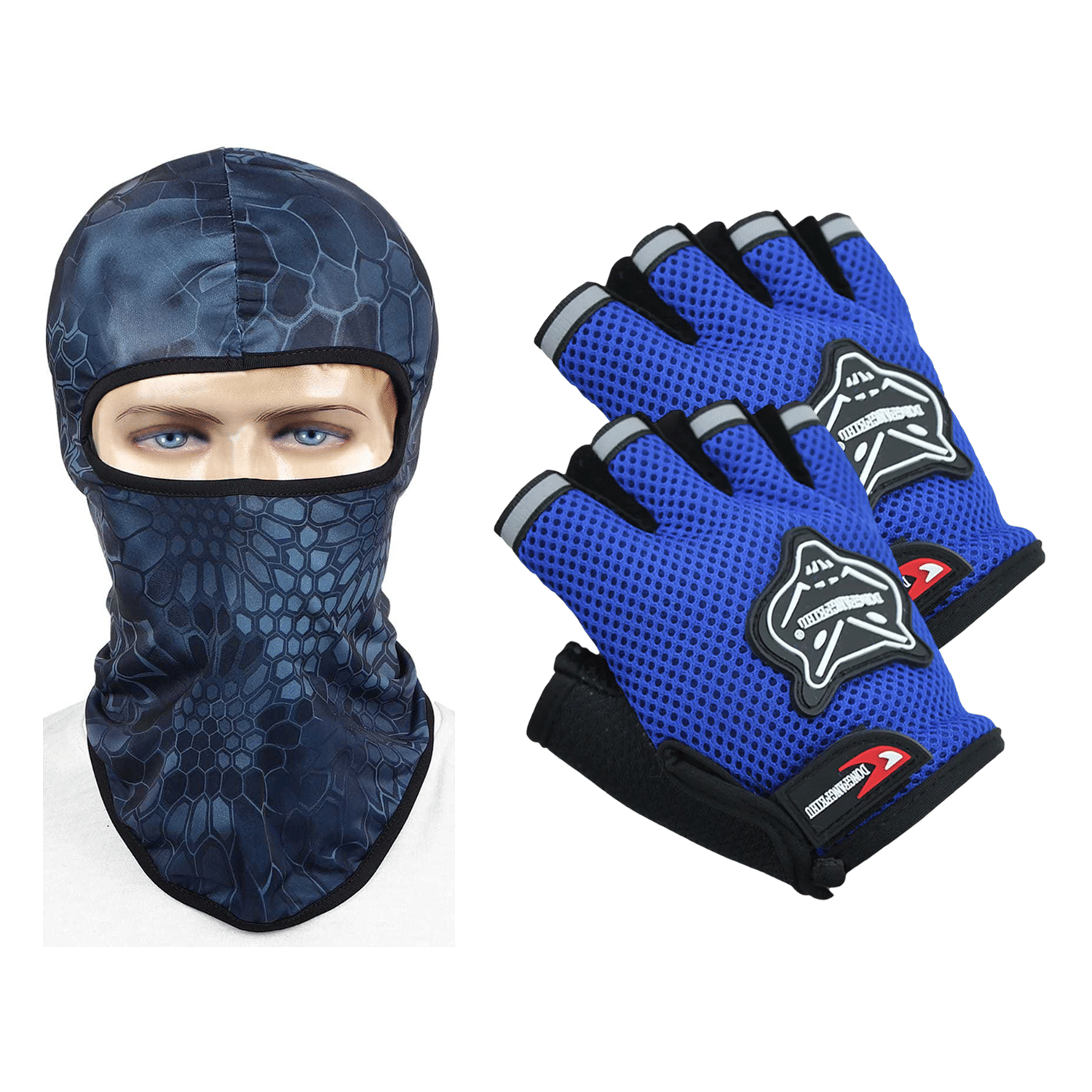     			Aksmit Black Full Face Dust Proof Mask for Bike | Cycle Balaclava With Gloves, Half Finger, for Daily Cycling Workout, Outdoor Sports, Men & Women