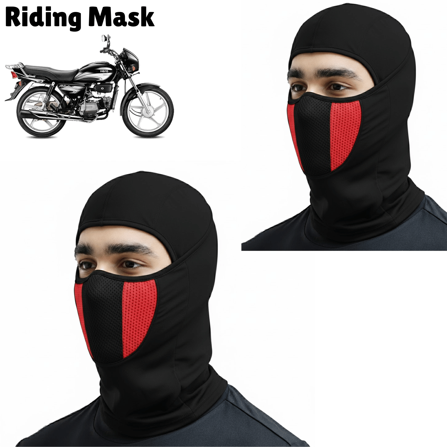     			Aksmit Full Face Helmet Mask for Bikers in Riding UV Protected, Balaclava, Black Mask for Bike Riding and Cycling Accessories for Men & Women