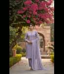 Blue Star Women Cotton Printed Straight Kurti With Pants ( Purple )