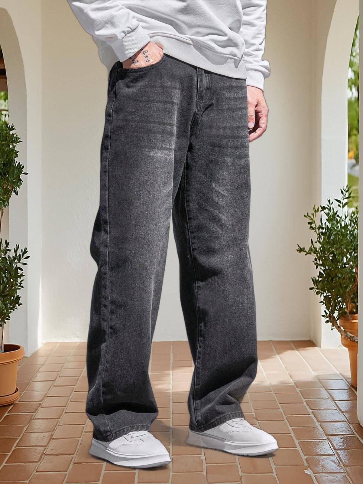 DAIME Clean Look Men's Jeans - Dark Grey ( Pack of 1 ) DAIME Clean Look Men's Jeans - Dark Grey ( Pack of 1 )