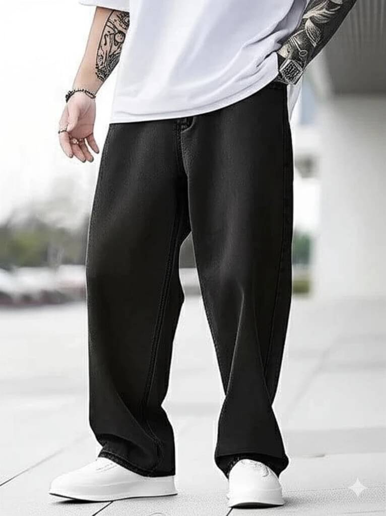 DAIME Clean Look Men's Jeans - Black ( Pack of 1 ) DAIME Clean Look Men's Jeans - Black ( Pack of 1 )