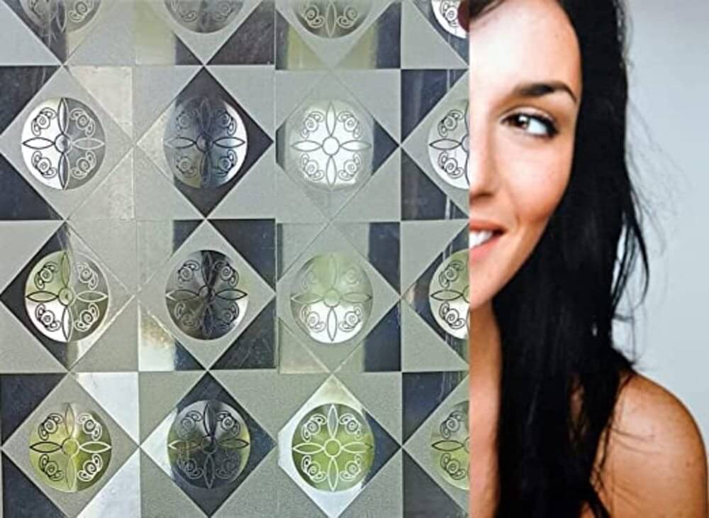     			Large Frosted Glass Window Privacy Film Decorative, Heat Blocking Bathroom Window Privacy Film for Glass Windows Cover Anti-UV