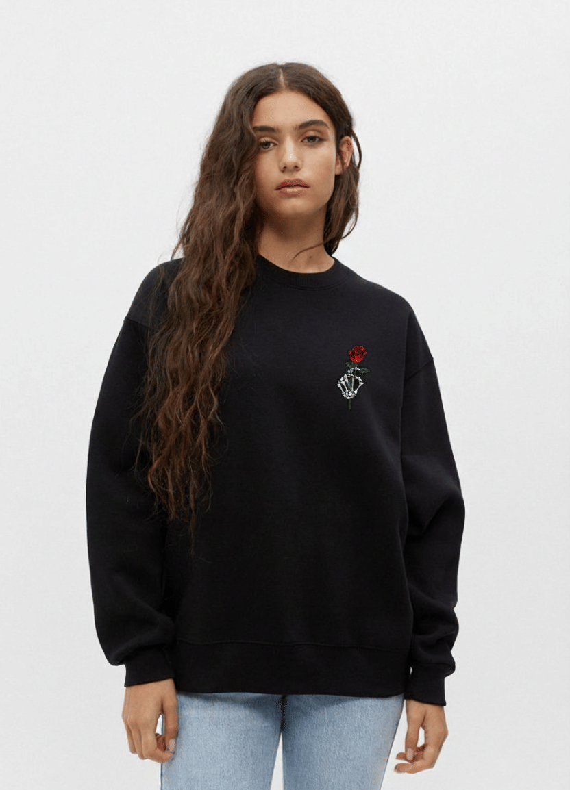     			MX Women Fleece Round Neck Sweatshirt For Heavy Winters ( Black )