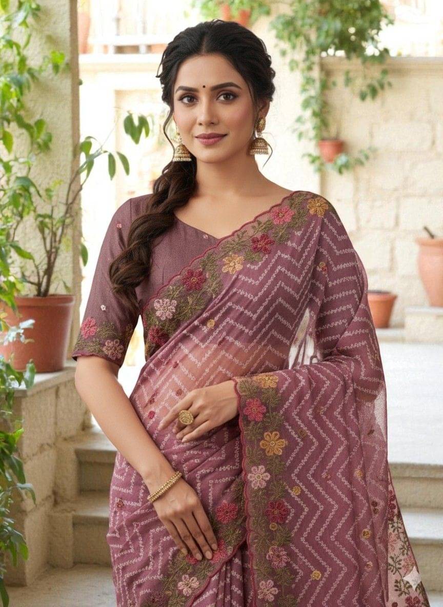     			Pionex Cotton Silk Embroidered Bandhani Sarees With Unstitched Blouse Piece ( Magenta )