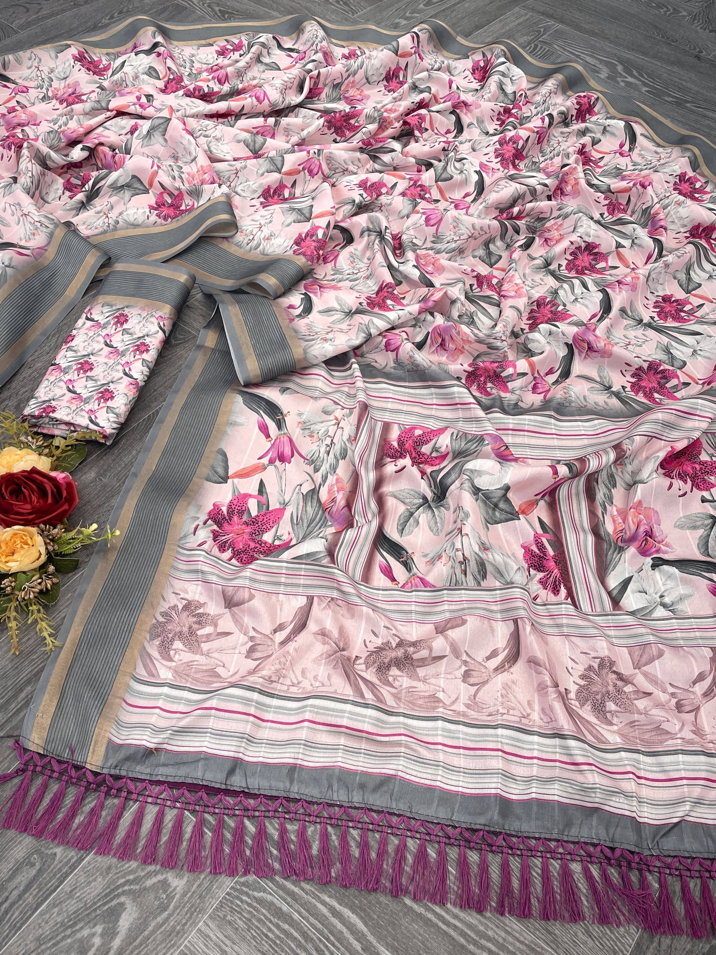 Pionex Cotton Silk Printed Regular Saree With Unstitched Blouse Piece ( White ) Pionex Cotton Silk Printed Regular Saree With Unstitched Blouse Piece ( White )