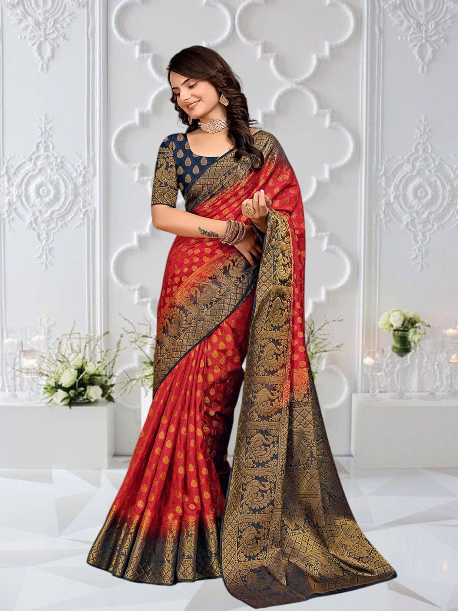 Pionex Cotton Silk Woven Banarasi saree With Unstitched Blouse Piece ( Multicolor ) Pionex Cotton Silk Woven Banarasi saree With Unstitched Blouse Piece ( Multicolor )