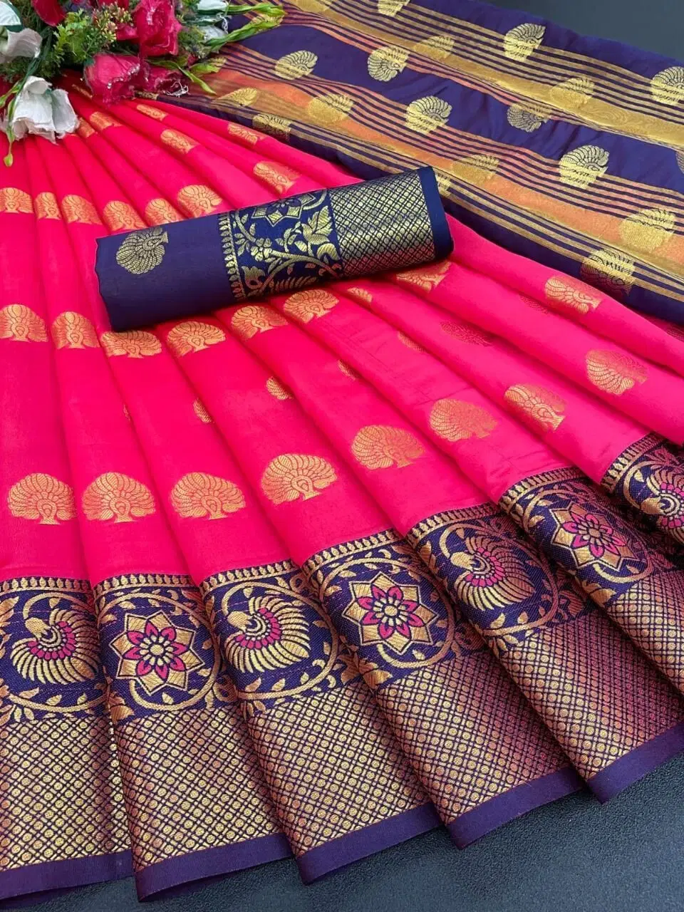 Pionex Cotton Silk Woven Banarasi saree With Unstitched Blouse Piece ( Pink ) Pionex Cotton Silk Woven Banarasi saree With Unstitched Blouse Piece ( Pink )