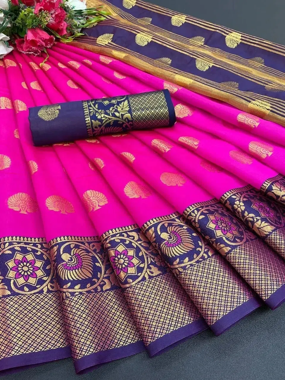 Pionex Cotton Silk Woven Banarasi saree With Unstitched Blouse Piece ( Magenta ) Pionex Cotton Silk Woven Banarasi saree With Unstitched Blouse Piece ( Magenta )