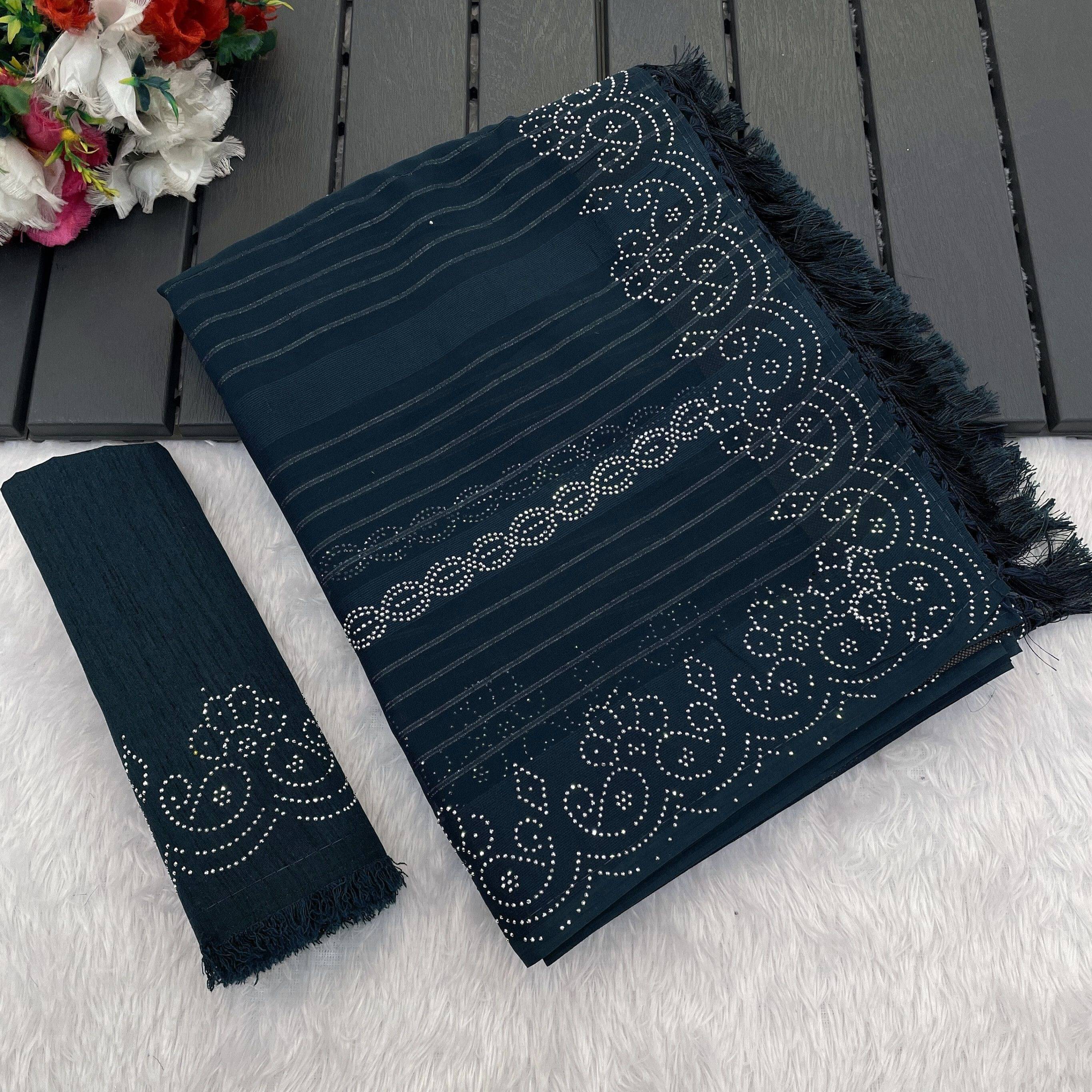 Pionex Georgette Self Design Regular Saree With Unstitched Blouse Piece ( Light Blue ) Pionex Georgette Self Design Regular Saree With Unstitched Blouse Piece ( Light Blue )