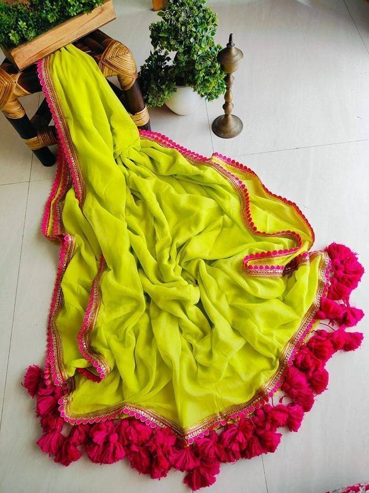     			Pionex Georgette Solid Regular Saree With Unstitched Blouse Piece ( Yellow )