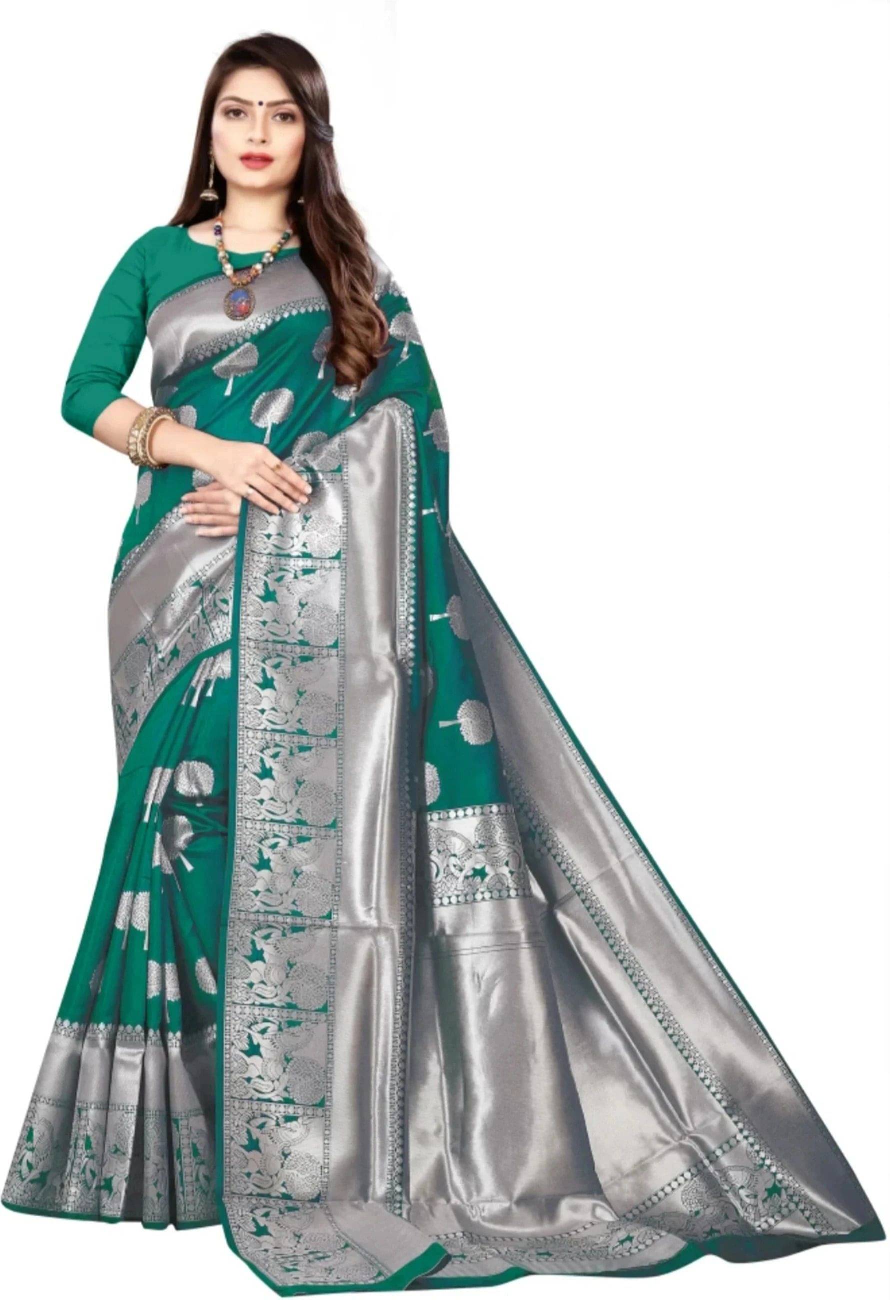 Pionex Jacquard Woven Banarasi saree With Unstitched Blouse Piece ( Light Green ) Pionex Jacquard Woven Banarasi saree With Unstitched Blouse Piece ( Light Green )