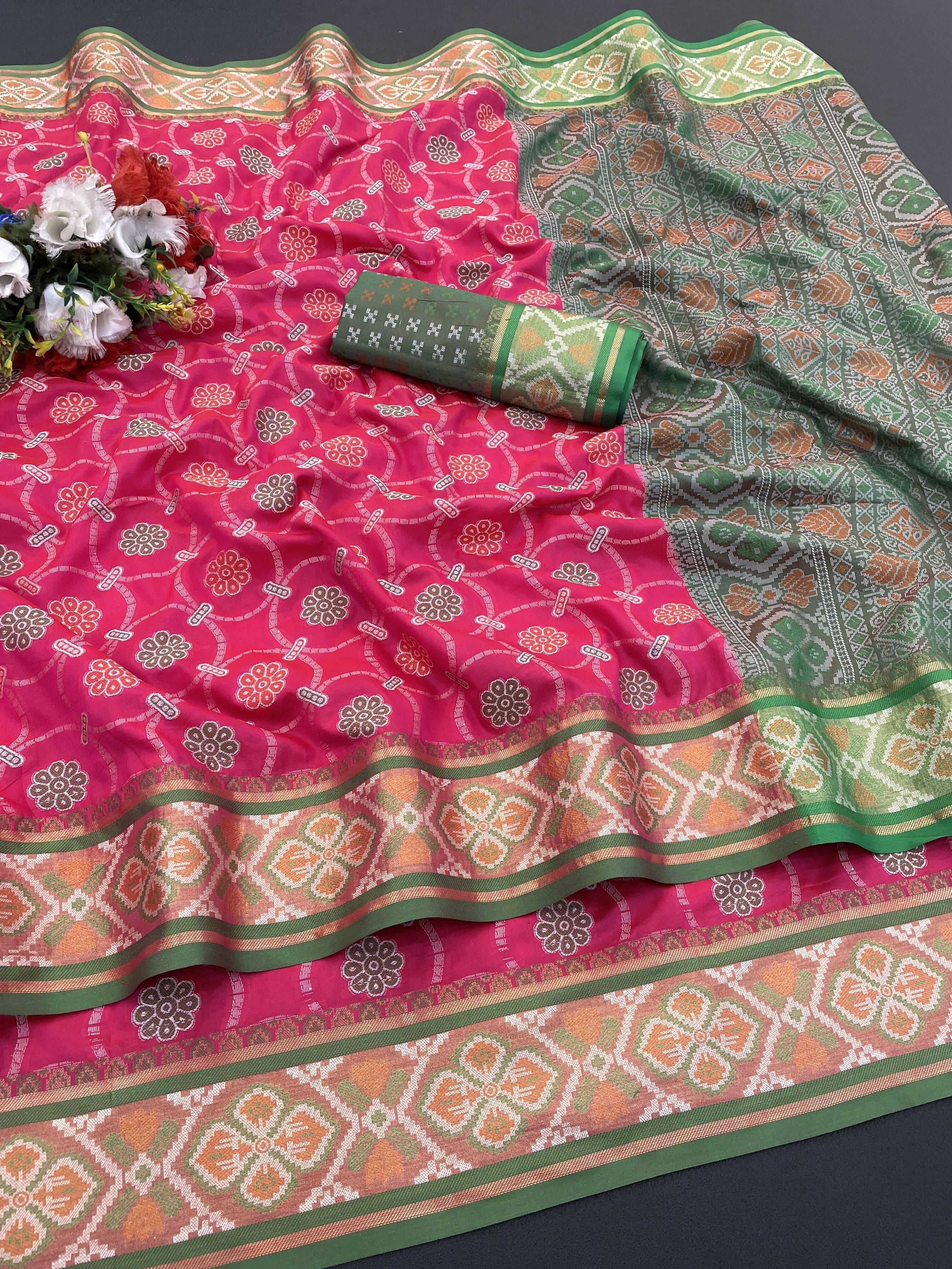Pionex Jacquard Woven Banarasi saree With Unstitched Blouse Piece ( Pink ) Pionex Jacquard Woven Banarasi saree With Unstitched Blouse Piece ( Pink )