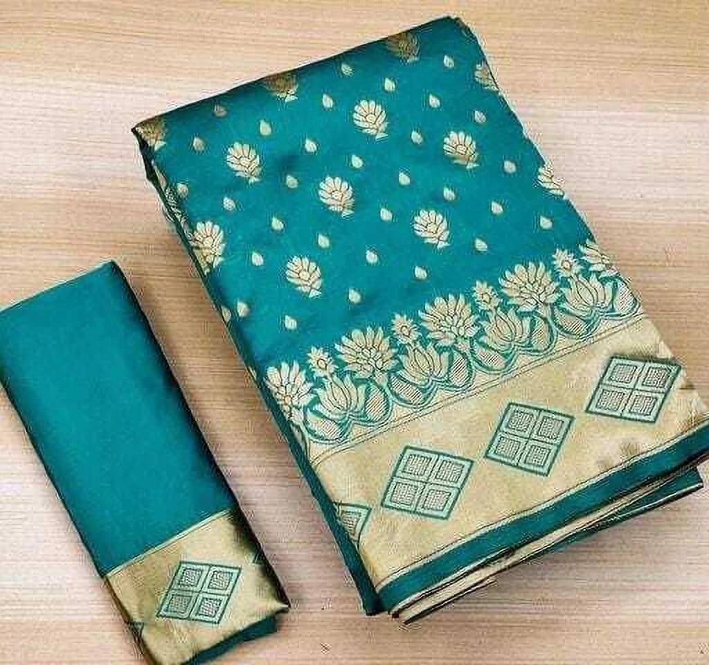 Pionex Jacquard Woven Banarasi saree With Unstitched Blouse Piece ( Light Blue ) Pionex Jacquard Woven Banarasi saree With Unstitched Blouse Piece ( Light Blue )