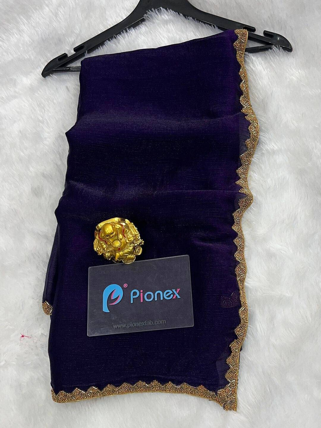 Pionex Silk Blend Embellished Regular Saree With Unstitched Blouse Piece ( Purple ) Pionex Silk Blend Embellished Regular Saree With Unstitched Blouse Piece ( Purple )