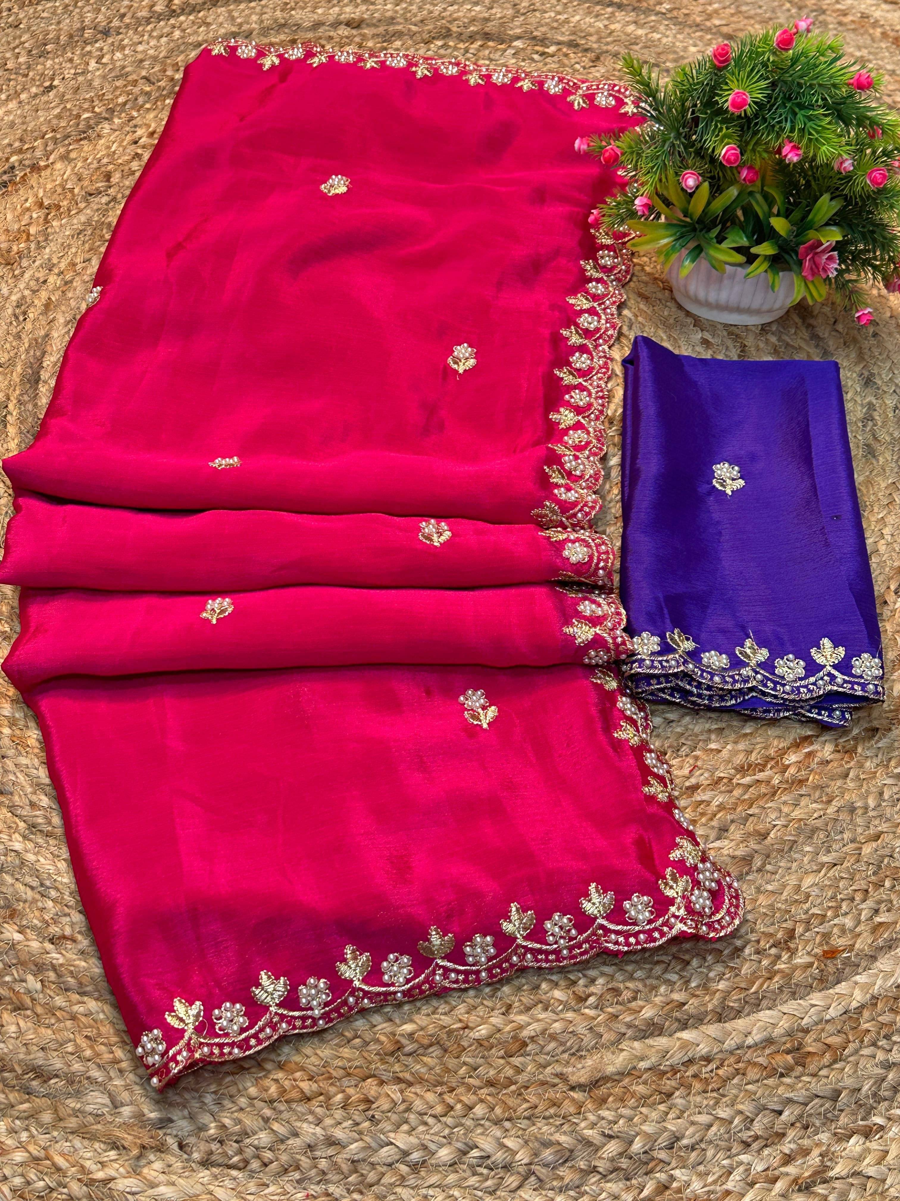 Pionex Silk Blend Embroidered Regular Saree With Unstitched Blouse Piece ( Pink ) Pionex Silk Blend Embroidered Regular Saree With Unstitched Blouse Piece ( Pink )