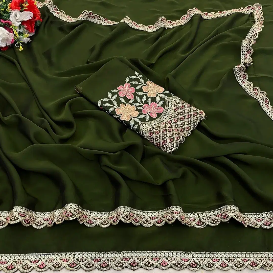 Pionex Silk Blend Embroidered Regular Saree With Unstitched Blouse Piece ( Green ) Pionex Silk Blend Embroidered Regular Saree With Unstitched Blouse Piece ( Green )