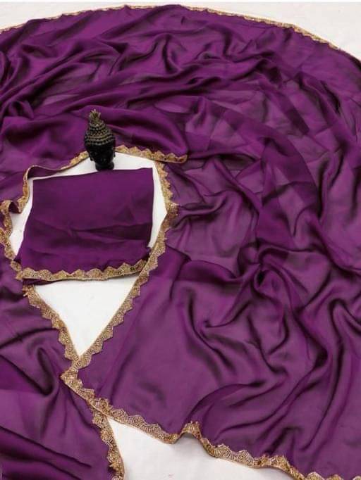 Pionex Silk Blend Solid Regular Saree With Unstitched Blouse Piece ( Purple ) Pionex Silk Blend Solid Regular Saree With Unstitched Blouse Piece ( Purple )