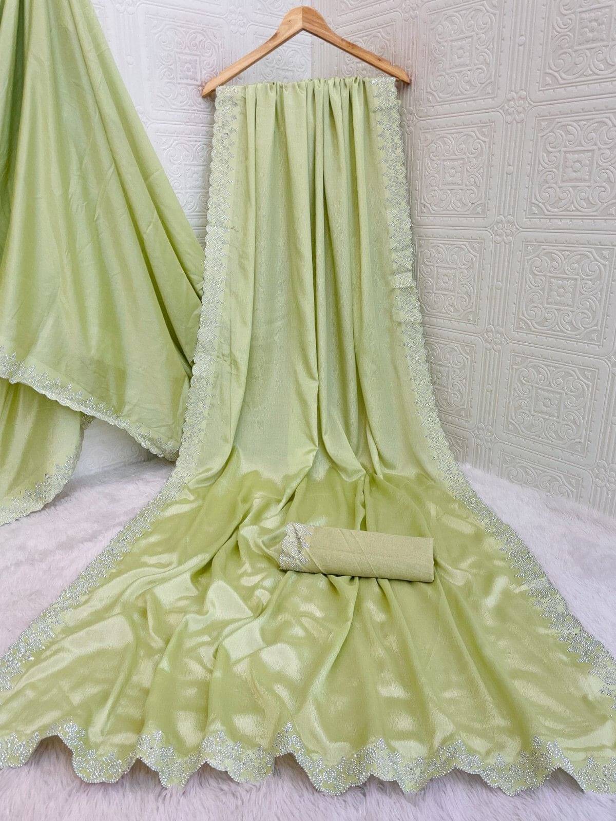     			Pionex Silk Solid Regular Saree With Unstitched Blouse Piece ( Light Green )