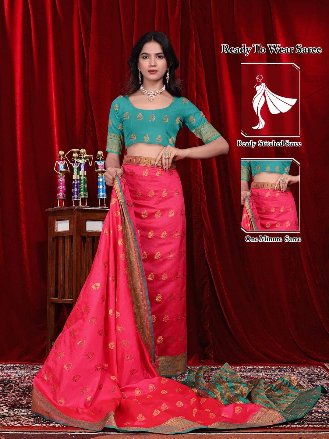 Pionex Silk Woven Banarasi saree With Unstitched Blouse Piece ( Pink ) Pionex Silk Woven Banarasi saree With Unstitched Blouse Piece ( Pink )