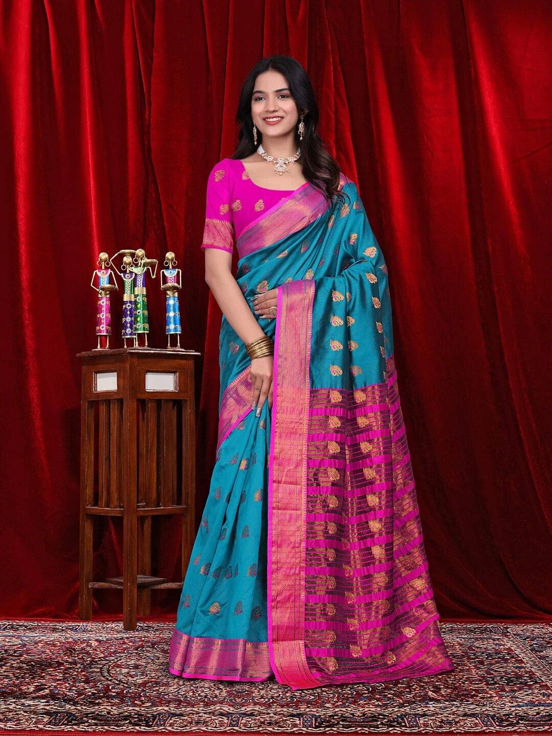 Pionex Silk Woven Banarasi saree With Unstitched Blouse Piece ( Light Blue ) Pionex Silk Woven Banarasi saree With Unstitched Blouse Piece ( Light Blue )