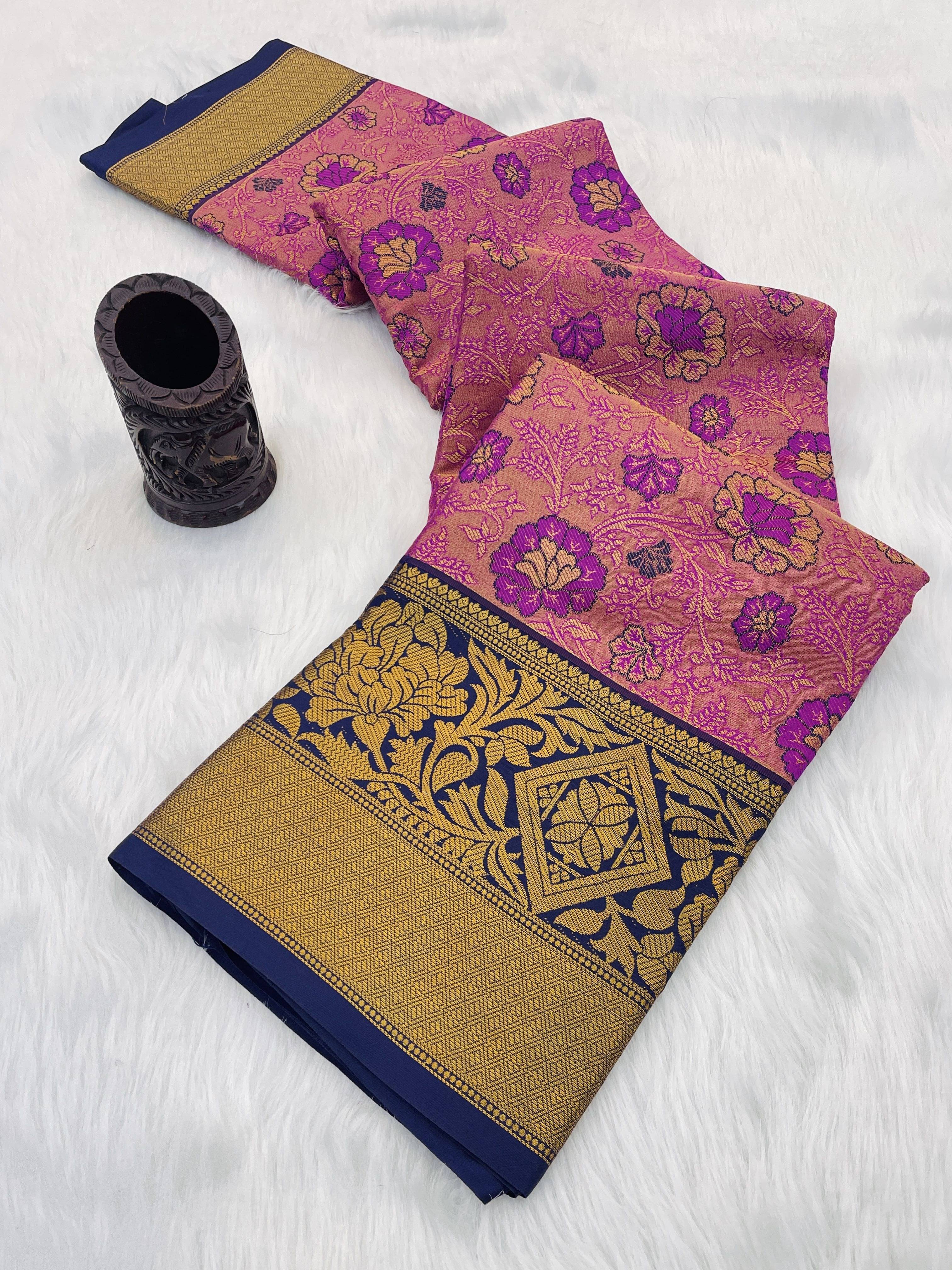     			Pionex Silk Woven Dharmavaram Saree With Unstitched Blouse Piece ( Purple )
