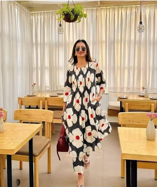 BRIJWASI FASHION Women Rayon Printed Anarkali Kurti ( Black ) BRIJWASI FASHION Women Rayon Printed Anarkali Kurti ( Black )