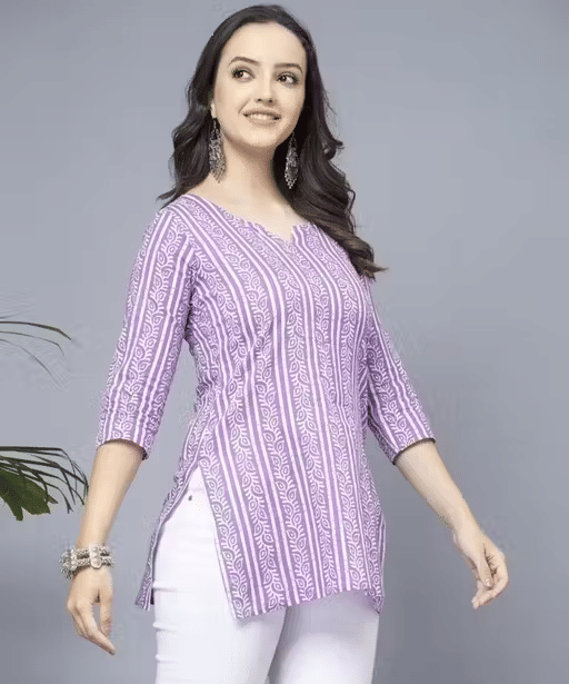 BRIJWASI FASHION Women Rayon Printed Straight Kurti ( Purple ) BRIJWASI FASHION Women Rayon Printed Straight Kurti ( Purple )