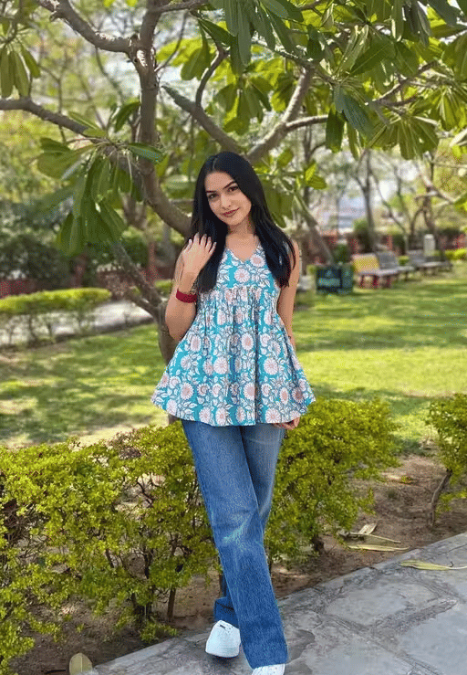 BRIJWASI FASHION Women Rayon Printed Anarkali Kurti ( Blue ) BRIJWASI FASHION Women Rayon Printed Anarkali Kurti ( Blue )