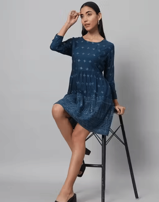 BRIJWASI FASHION Women Rayon Printed Anarkali Kurti ( Blue ) BRIJWASI FASHION Women Rayon Printed Anarkali Kurti ( Blue )