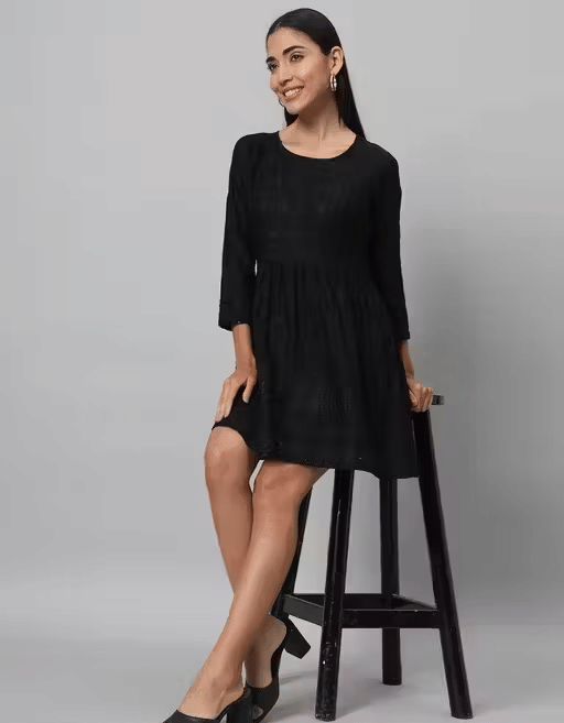 BRIJWASI FASHION Women Rayon Printed Anarkali Kurti ( Black ) BRIJWASI FASHION Women Rayon Printed Anarkali Kurti ( Black )