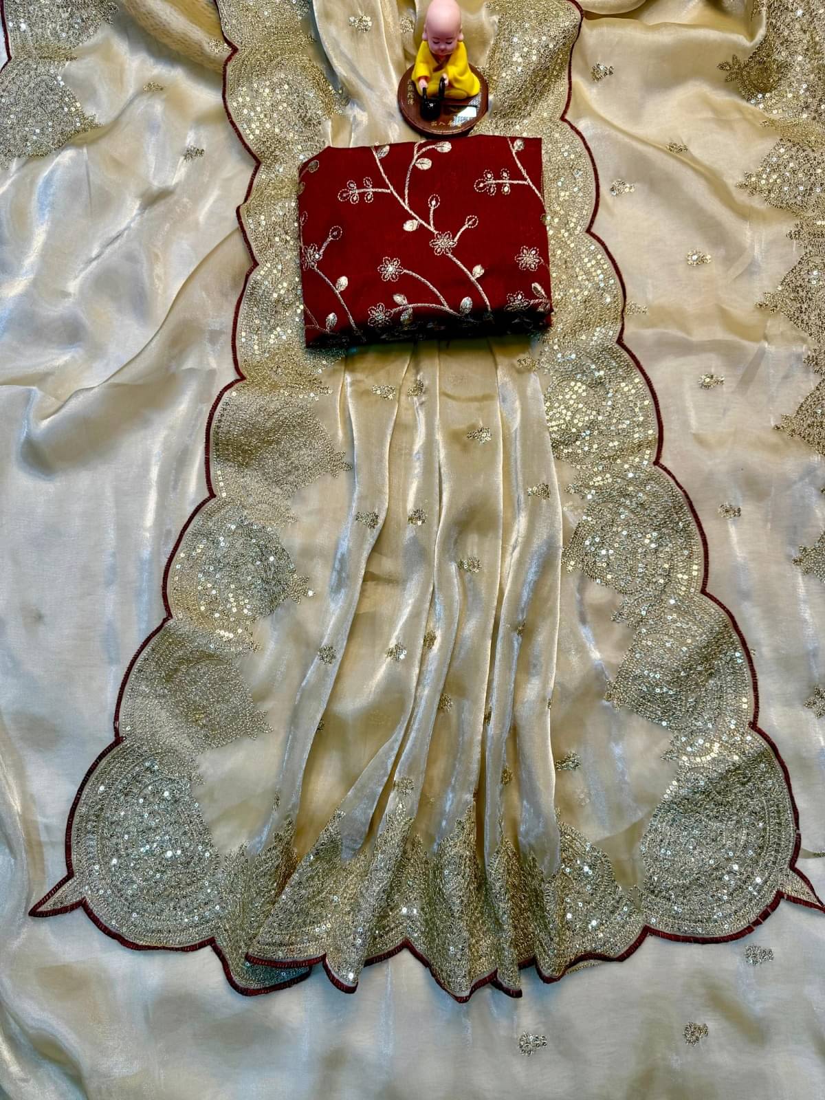     			SHREE SHYAM CREATION Art Silk Embroidered Bhagalpuri Saree With Unstitched Blouse Piece ( Off White )